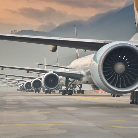 Hong Kong, Feb 12,2020: Due to Coronavirus Covid-19 airline fleet grounded at the Airport taxiway. The largest Hong Kong based carrier Cathay Pacific Airways grounded most of their aircraft fleet. Those aircrafts lined up at on the taxiway and waiting to transfer to out port for a long term parking.
